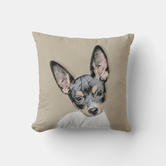 Rat Terrier Painting - Cute Original Dog Art Cushion (Front)