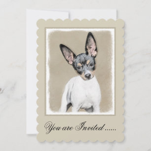 Rat Terrier Painting - Cute Original Dog Art Invitation