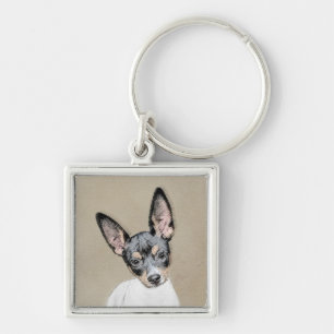Rat Terrier Painting - Cute Original Dog Art Key Ring