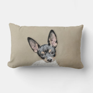 Rat Terrier Painting - Cute Original Dog Art Lumbar Cushion