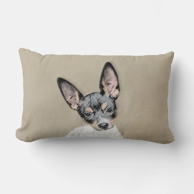 Rat Terrier Painting - Cute Original Dog Art Lumbar Cushion (Front)