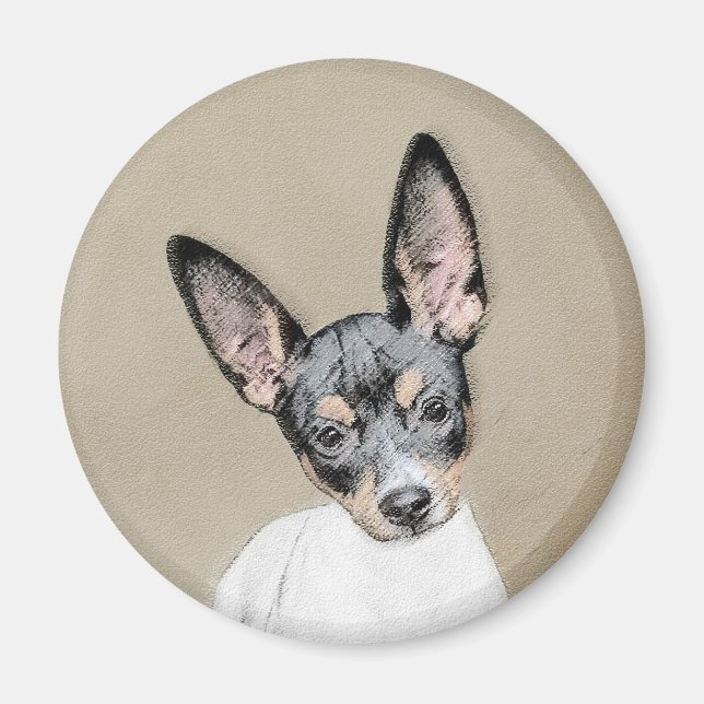 Rat Terrier Painting - Cute Original Dog Art Magnet (Front)
