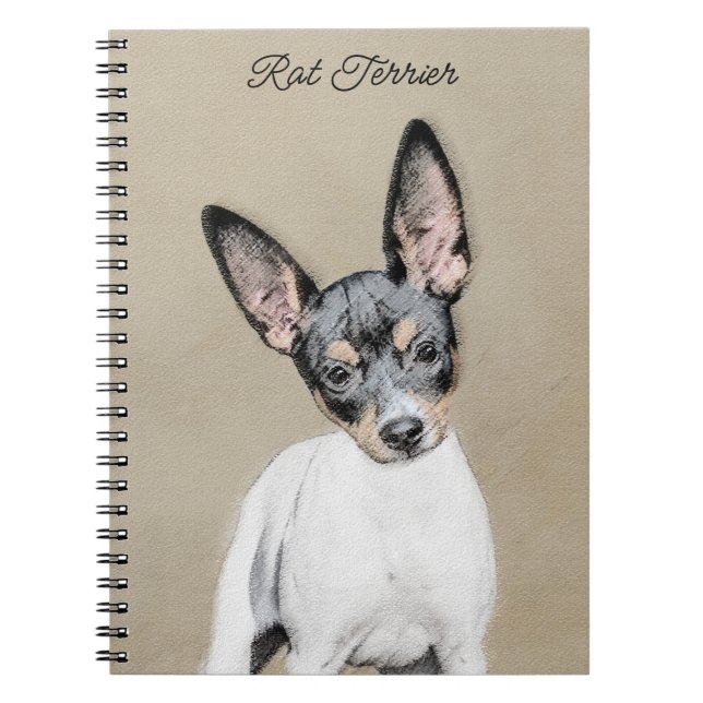 Rat Terrier Painting - Cute Original Dog Art Notebook (Front)