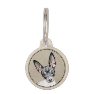 Rat Terrier Painting - Cute Original Dog Art Pet Tag