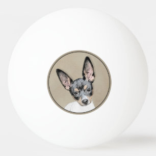 Rat Terrier Painting - Cute Original Dog Art Ping Pong Ball