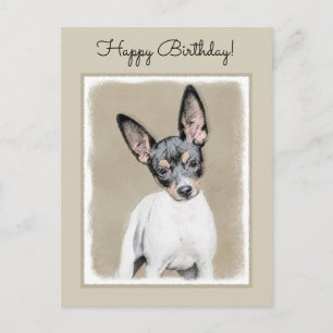 Rat Terrier Painting - Cute Original Dog Art Postcard