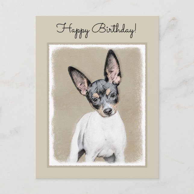 Rat Terrier Painting - Cute Original Dog Art Postcard (Front)