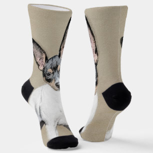 Rat Terrier Painting - Cute Original Dog Art Socks