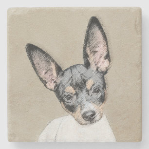 Rat Terrier Painting - Cute Original Dog Art Stone Coaster