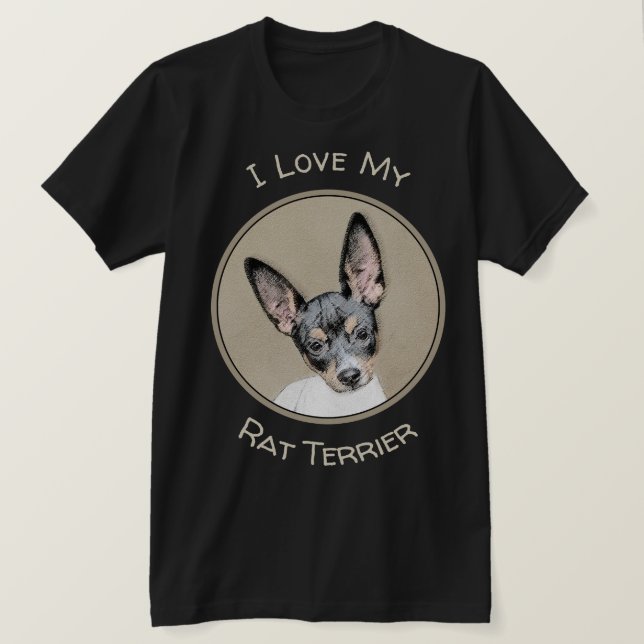 Rat Terrier Painting - Cute Original Dog Art T-Shirt (Design Front)