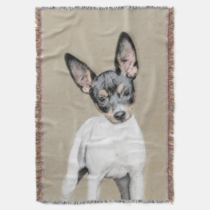 Rat Terrier Painting - Cute Original Dog Art Throw Blanket