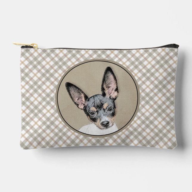Rat Terrier Painting Tri Colour Original Dog Art Accessory Pouch (Front)