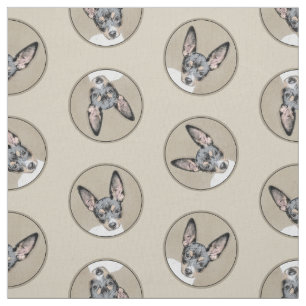 Rat Terrier Painting Tri Colour Original Dog Art Fabric