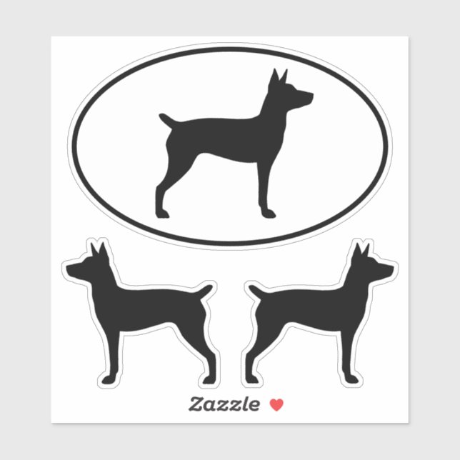Rat Terrier Pet Dog Silhouettes Vinyl Sticker Set (Sheet)