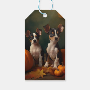 Rat Terrier Puppy Autumn Delight Pumpkin Gift Tags