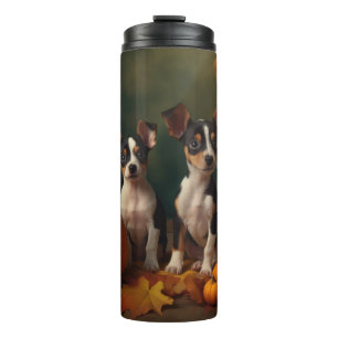Rat Terrier Puppy Autumn Delight Pumpkin  Thermal Tumbler