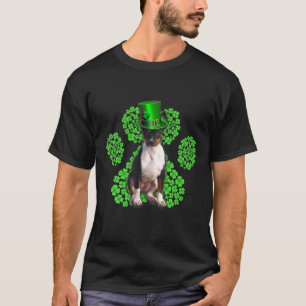 Rat Terrier Shamrock Paw Clovers St Patrick's Day T-Shirt