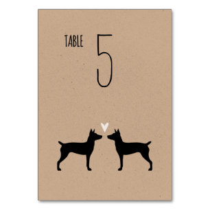 Rat Terrier Silhouettes Dogs Wedding Reception Table Number