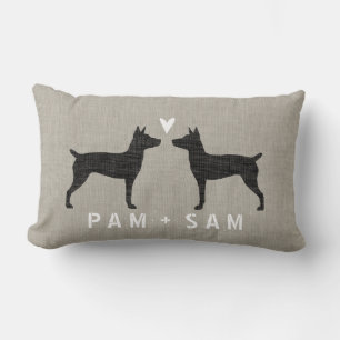 Rat Terrier Silhouettes Love - Personalise Lumbar Cushion
