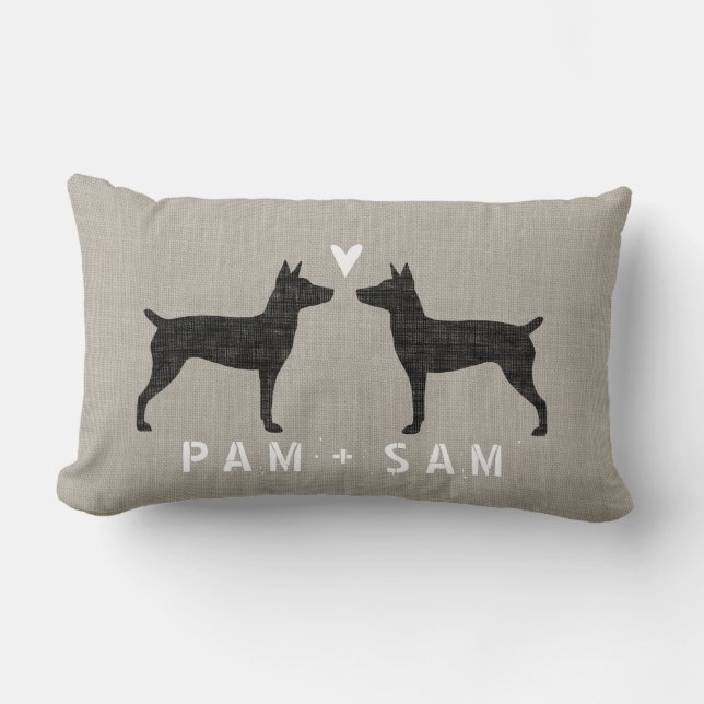 Rat Terrier Silhouettes Love - Personalise Lumbar Cushion (Front)