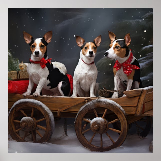 Rat Terrier Snowy Sleigh Christmas Decor (Front)