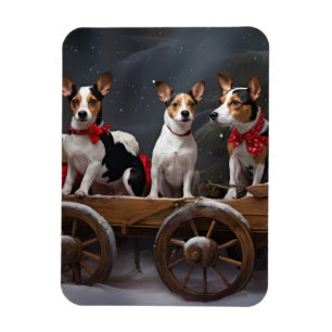 Rat Terrier Snowy Sleigh Christmas Decor Magnet