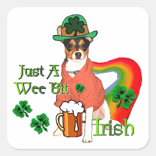Rat Terrier St Patricks Square Sticker (Front)