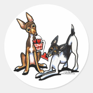 Rat Terrier Sweethearts Valentines Classic Round Sticker