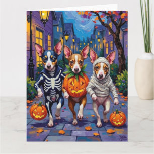 Rat Terrier Trick-or-Treating Halloween Costumes Card