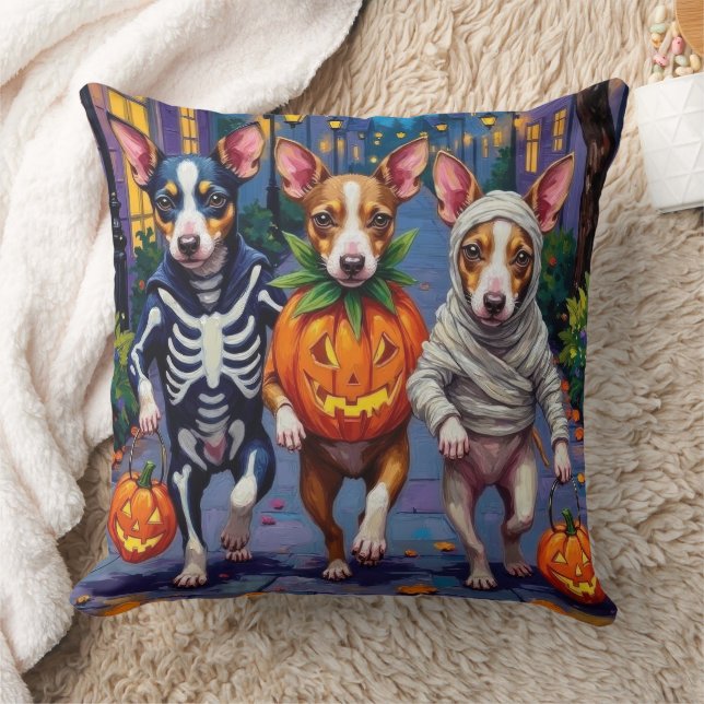 Rat Terrier Trick-or-Treating Halloween Costumes Cushion (Blanket)