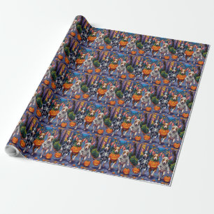 Rat Terrier Trick-or-Treating Halloween Costumes Wrapping Paper