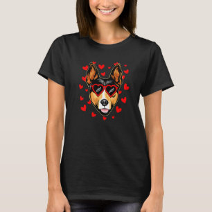 Rat Terrier Valentines Day Dog Love Heart Glasses T-Shirt