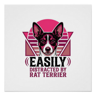 Rat Terrier Vintage Easily Distracted Dog Shirt De Poster