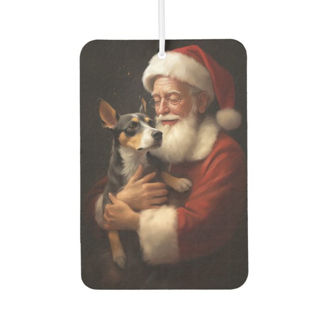 Rat Terrier With Santa Claus Festive Christmas  Car Air Freshener (Front)