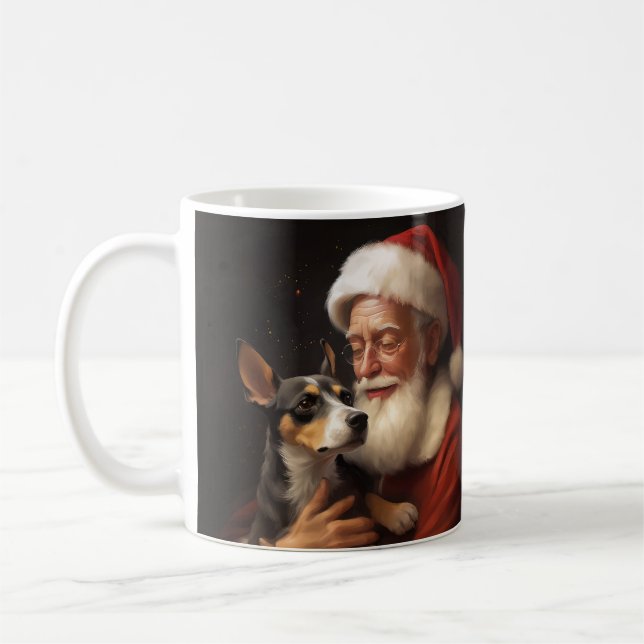 Rat Terrier With Santa Claus Festive Christmas  Coffee Mug (Left)