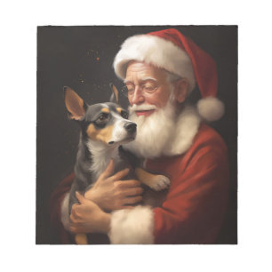 Rat Terrier With Santa Claus Festive Christmas  Notepad