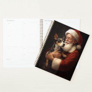 Rat Terrier With Santa Claus Festive Christmas  Planner