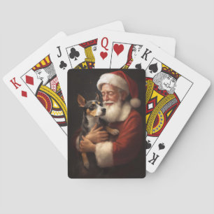 Rat Terrier With Santa Claus Festive Christmas Playing Cards