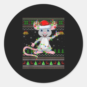 Rat Ugly Christmas Sweaters Holiday Santa Cute Xma Classic Round Sticker