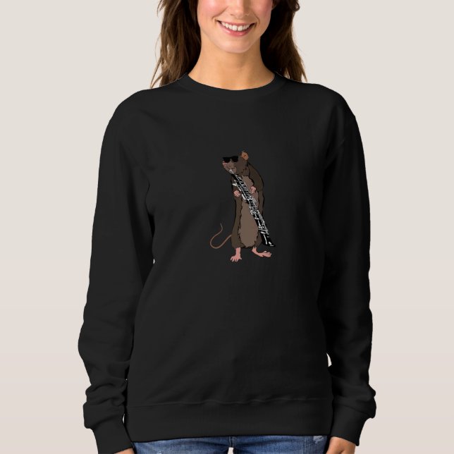 Rat Wearing Sunglasses Playing Oboe Sweatshirt (Front)