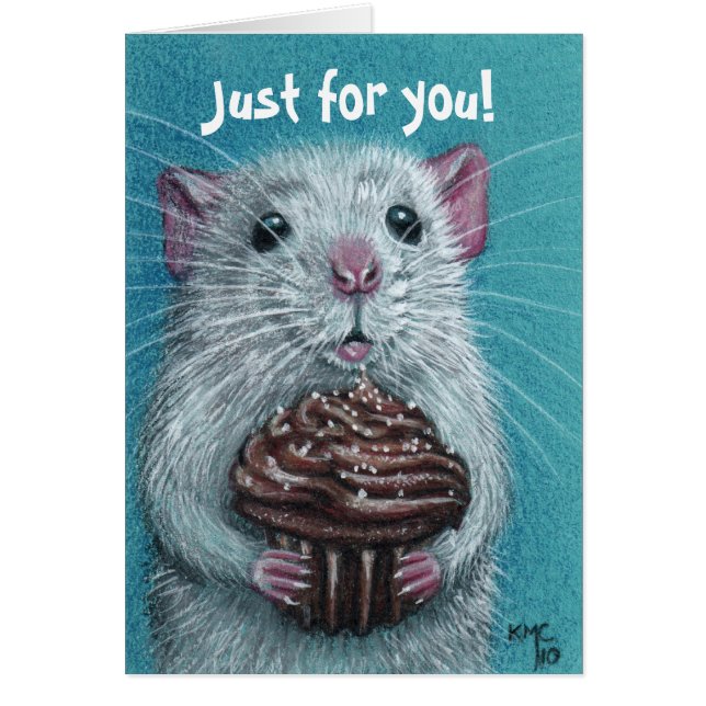 Rat with Chocolate Cupcake Card (Front)
