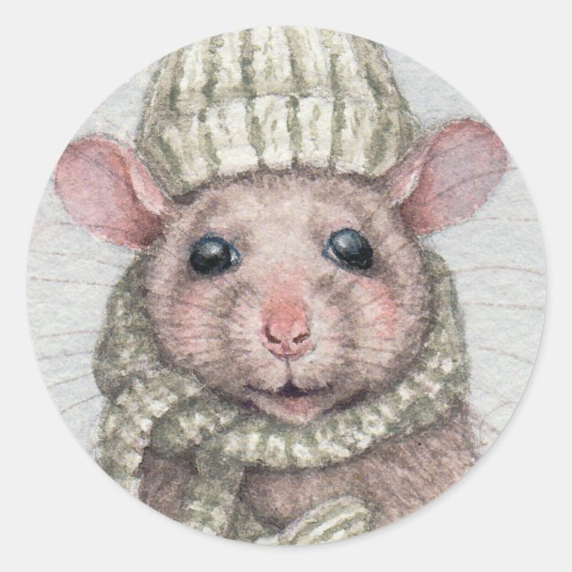 Rat with hat and scarf sticker by KMCoriginals (Front)