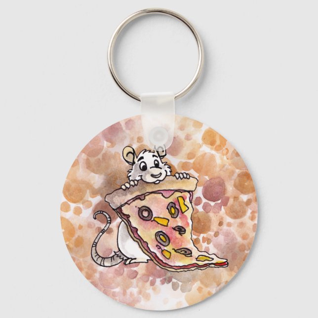 Rat with Pizza Keychain (Front)