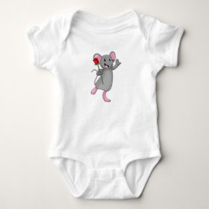 Rat with Rose Flower Baby Bodysuit