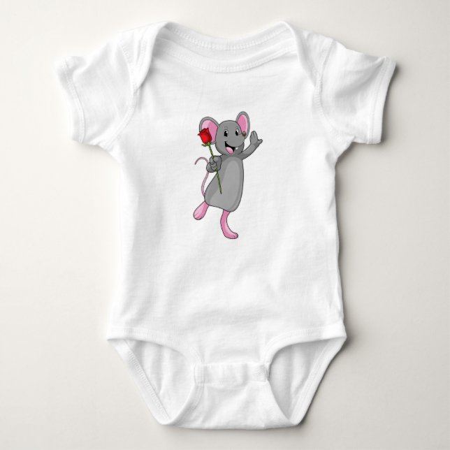 Rat with Rose Flower Baby Bodysuit (Front)