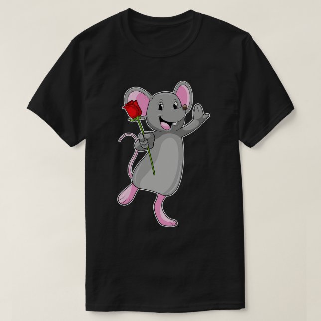 Rat with Rose Flower T-Shirt (Design Front)