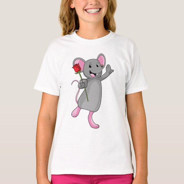 Rat with Rose Flower T-Shirt (Front)