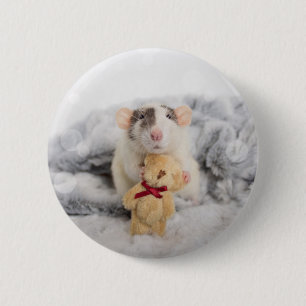 Rat with Teddy Bear Button