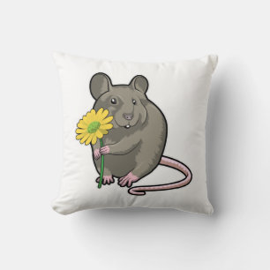Rat with yellow Flower Cushion