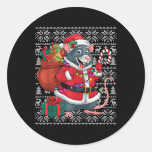 Rat Xmas Sweater Style Ugly Santa Rat Christmas Classic Round Sticker
